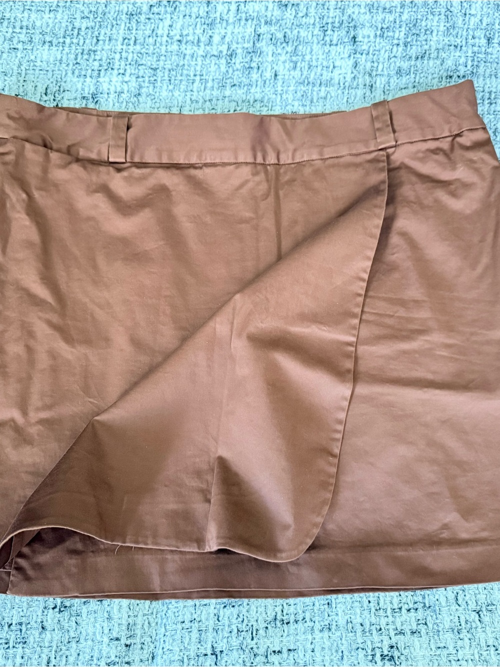 Cognac Wrap-Front Mini Skirt with pockets
